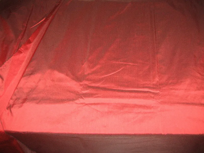 Pure SILK Dupioni FABRIC Blood Red with Black shot color 54&quot;
