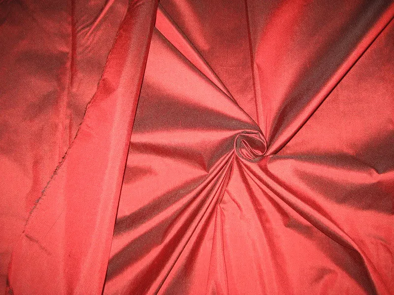 Pure SILK Dupioni FABRIC Blood Red with Black shot color 54&quot;
