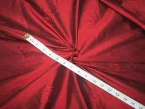 Red wine color silk embroidered dupioni 54&quot; by the yard