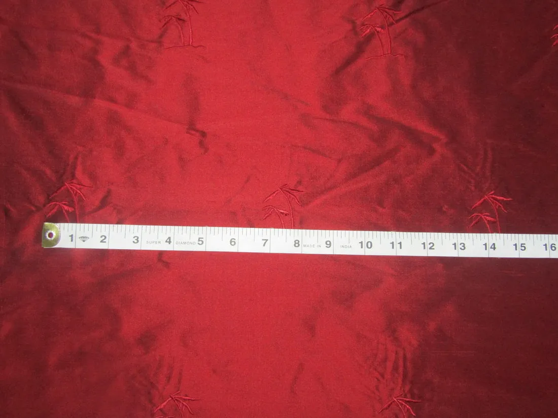 Red wine color silk embroidered dupioni 54&quot; by the yard