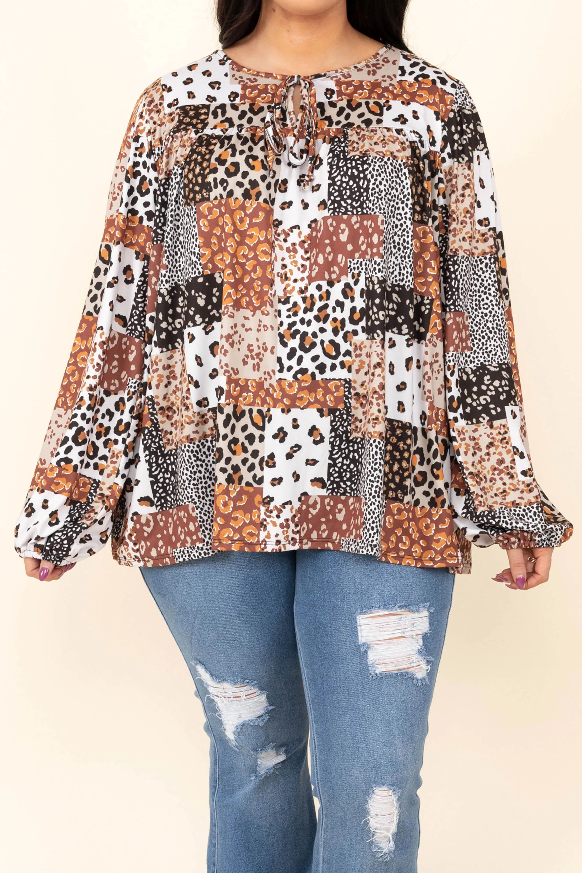 Safari Dreams Top, Caramel/Black/Ivory