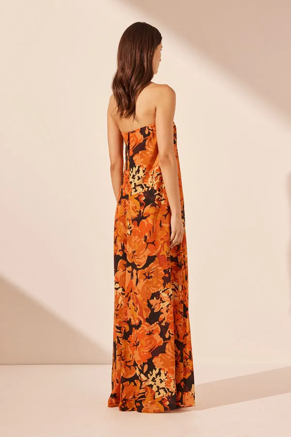 SANTOS STRAPLESS MAXI DRESS - TANGERINE/ MULTI