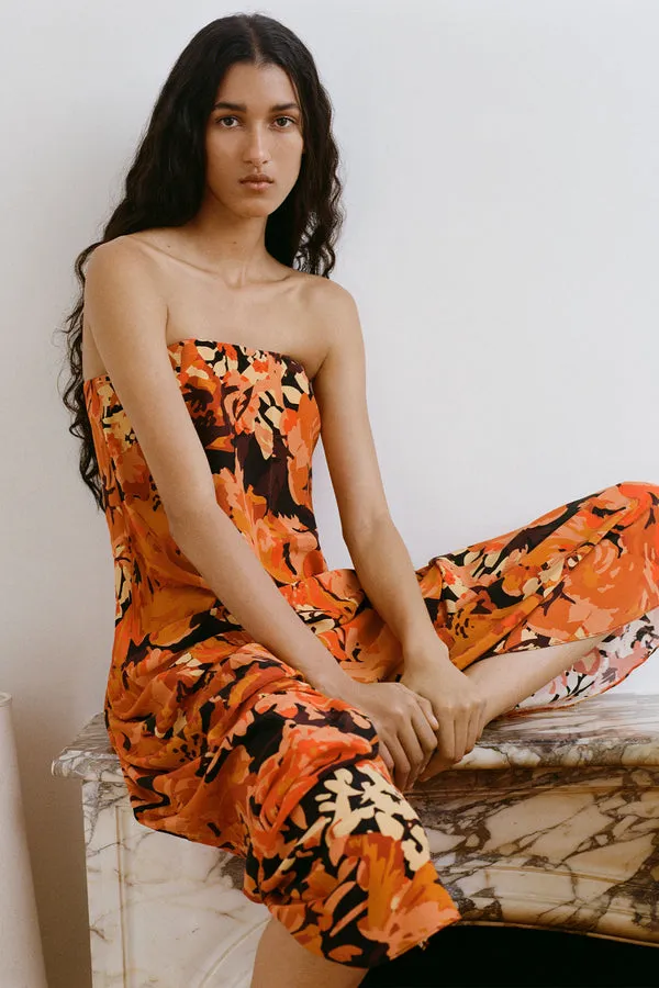 SANTOS STRAPLESS MAXI DRESS - TANGERINE/ MULTI