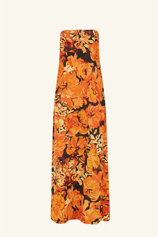 SANTOS STRAPLESS MAXI DRESS - TANGERINE/ MULTI