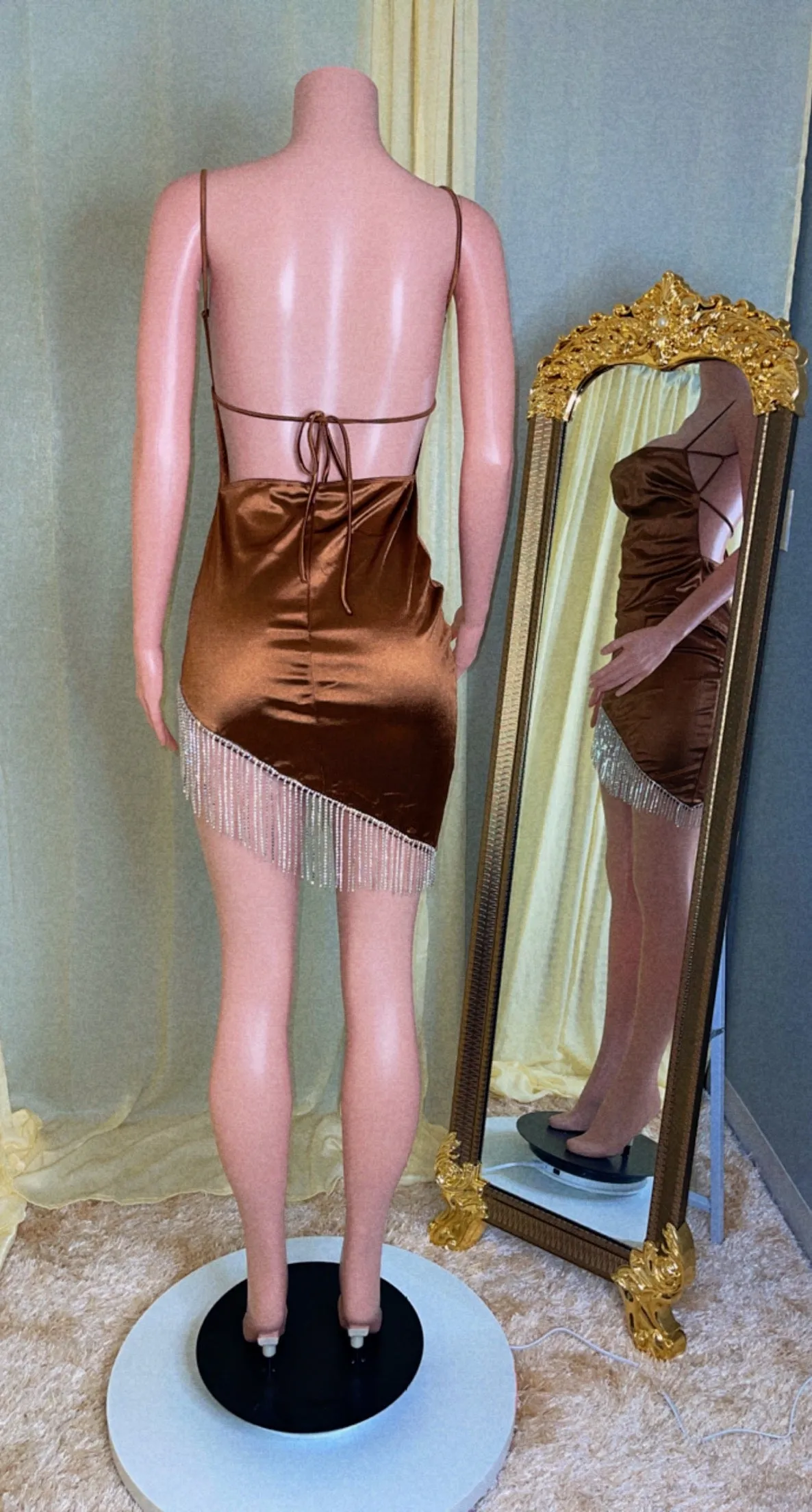 Satin Brown Cocktail Dress