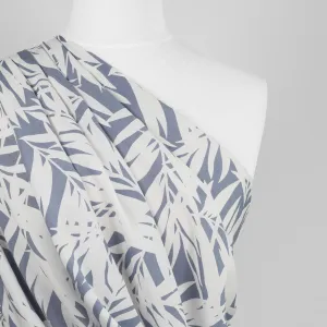 Sierra - Blue Palms Viscose Poplin Woven Fabric Sample