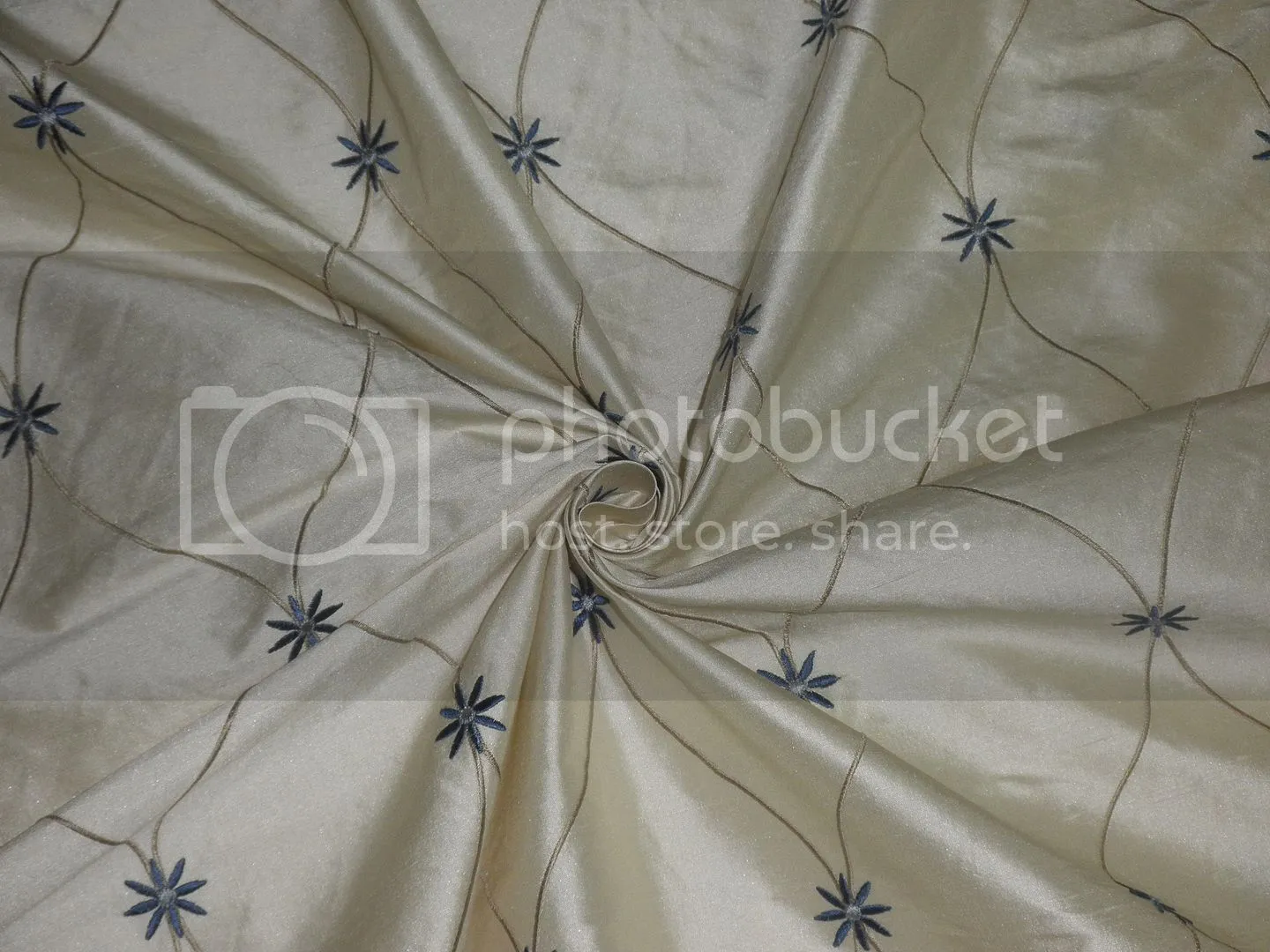 SILK DUPIONI Cream color with EMBROIDERY DUPE19