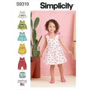 Simplicity Sewing Pattern S9319 Toddlers' Criss-Cross Top, Dresses, Rompers and Panties