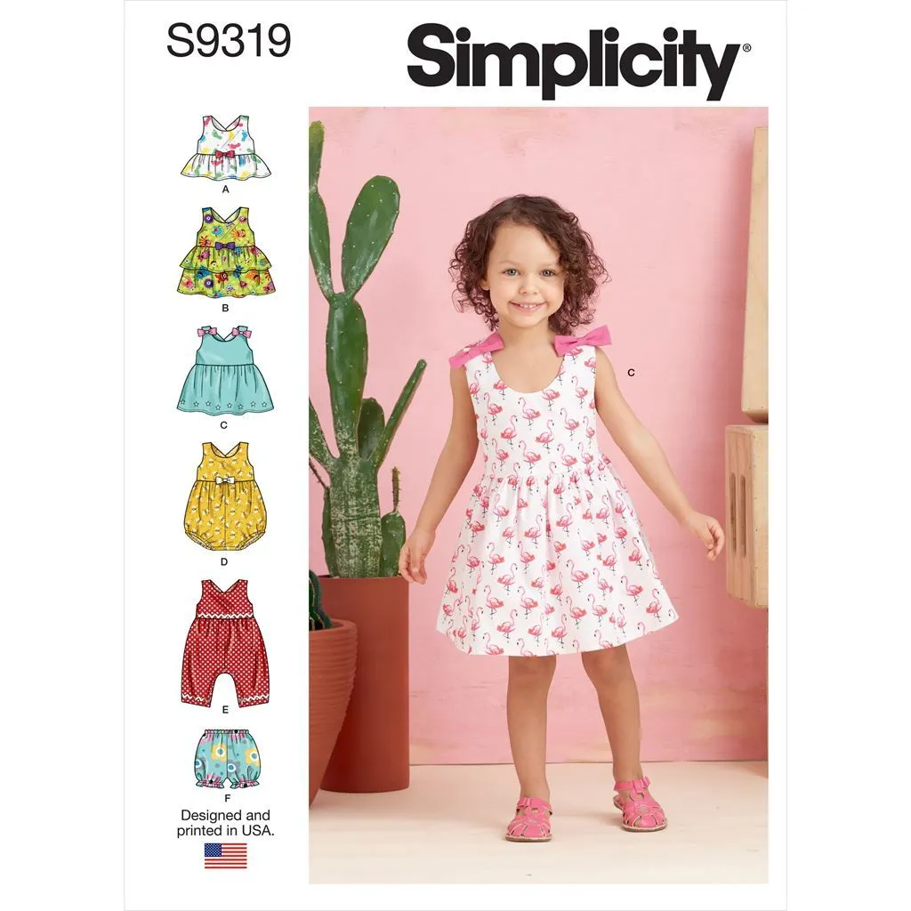 Simplicity Sewing Pattern S9319 Toddlers' Criss-Cross Top, Dresses, Rompers and Panties