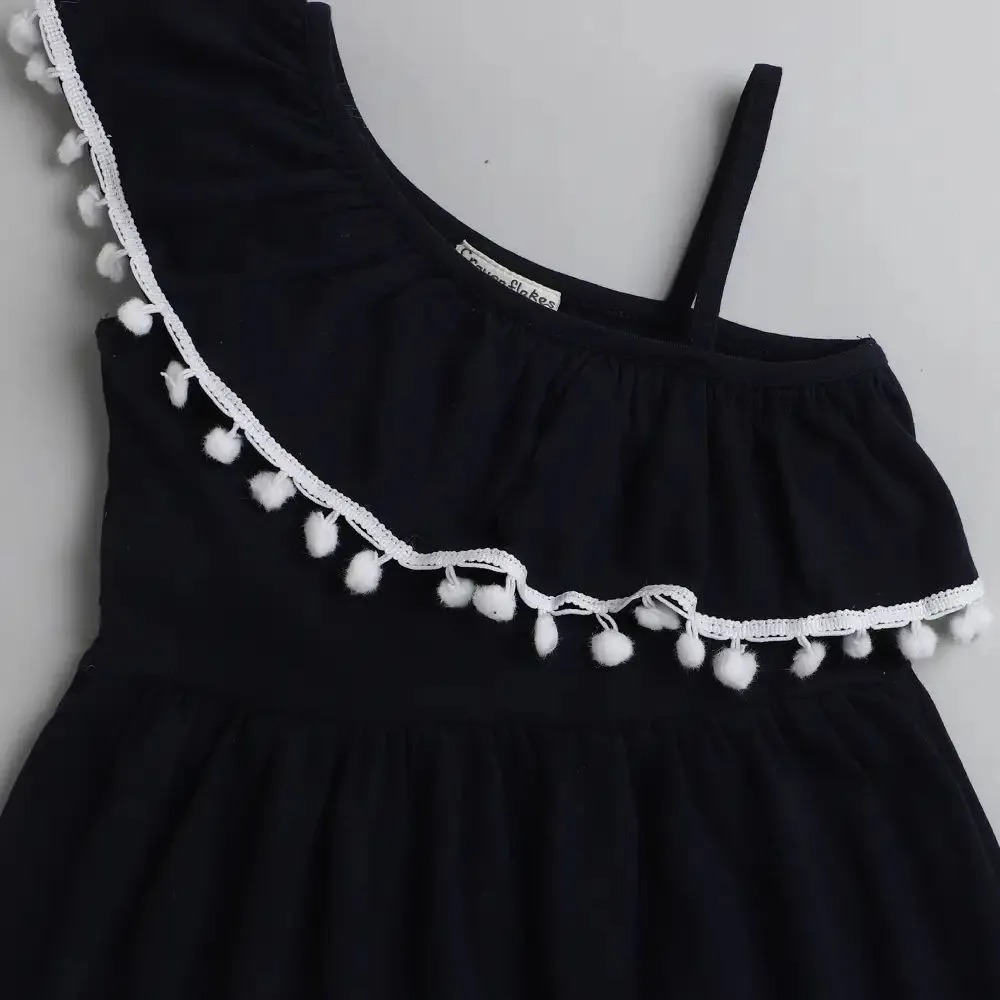 Solid Front Frill with Lace Dress