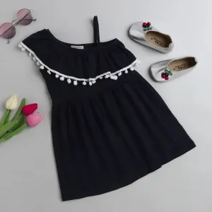 Solid Front Frill with Lace Dress