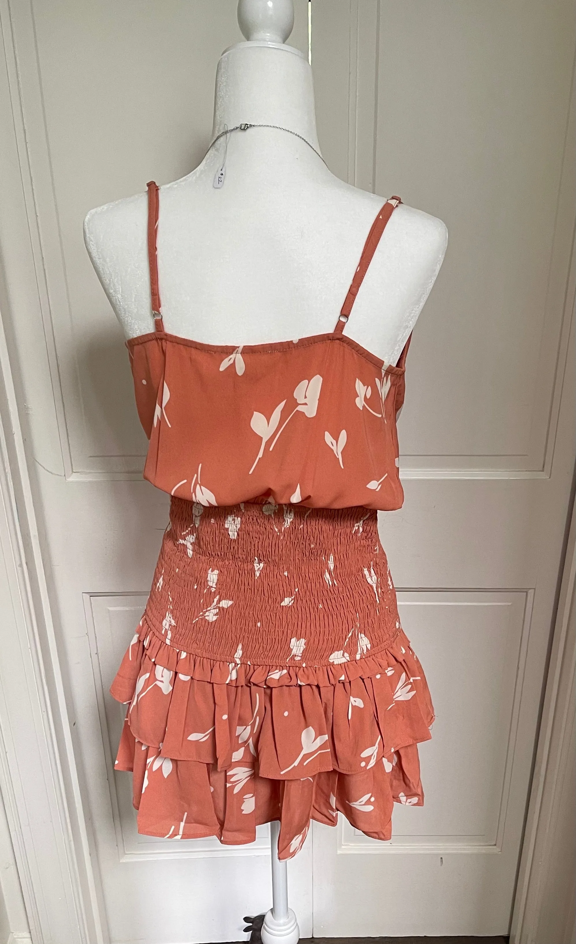Spaghetti strap coral dress