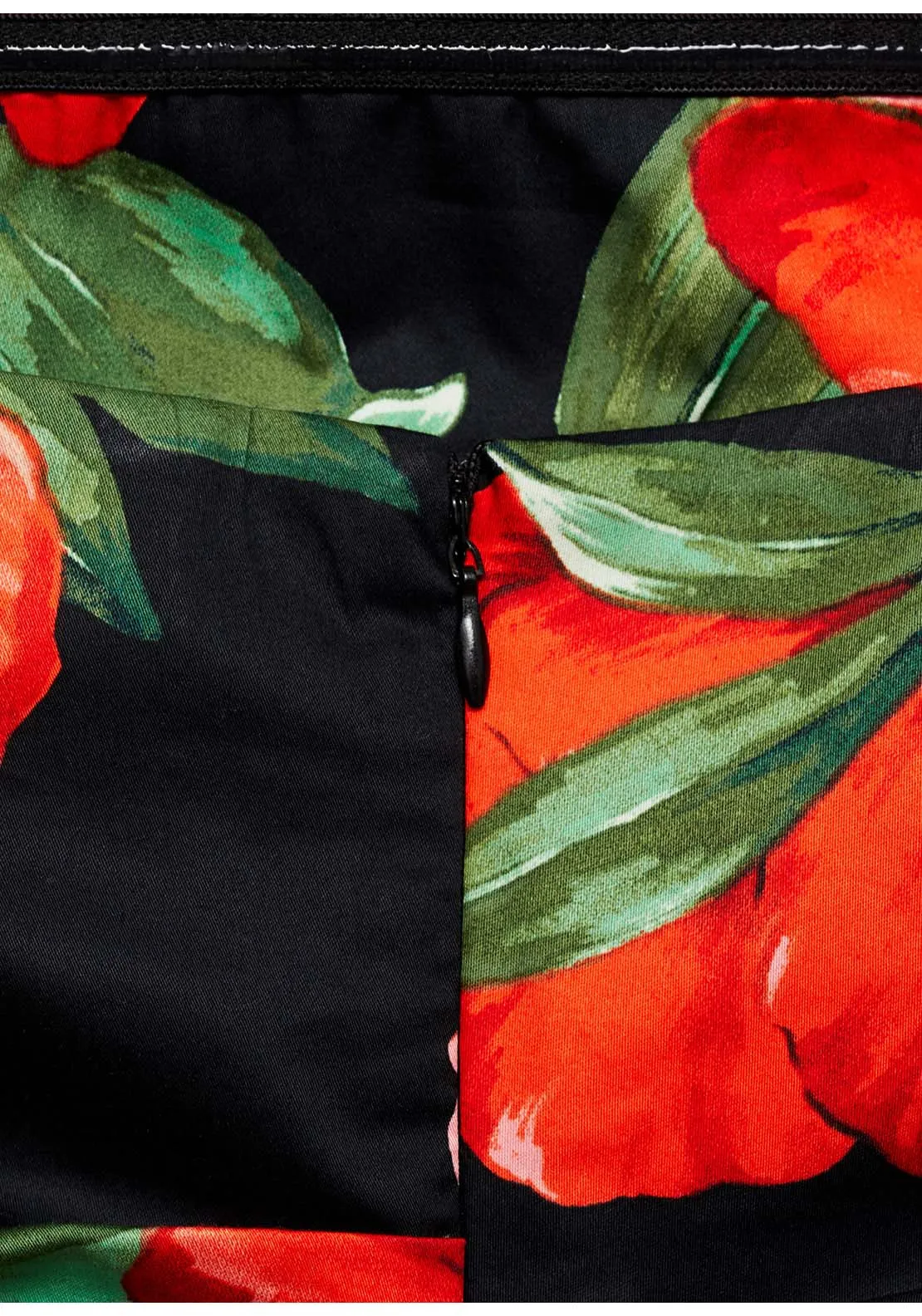 Strapless floral dress - Black