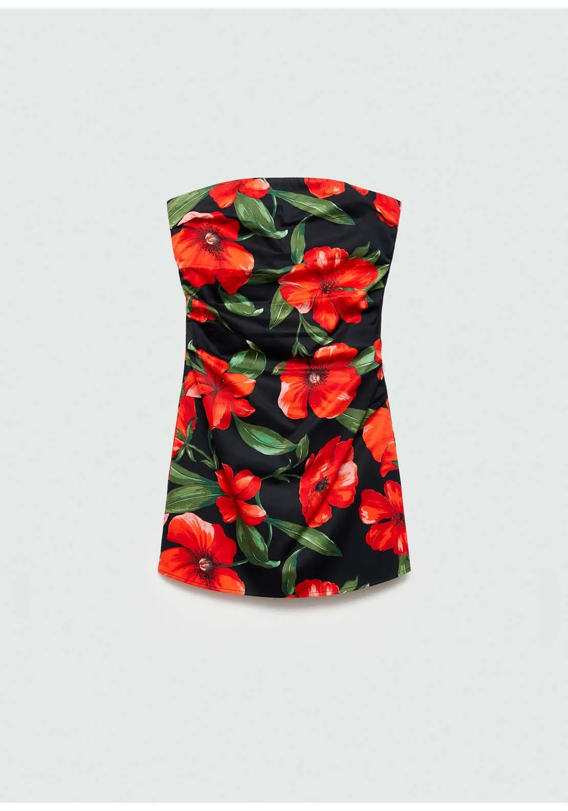 Strapless floral dress - Black