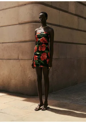 Strapless floral dress - Black