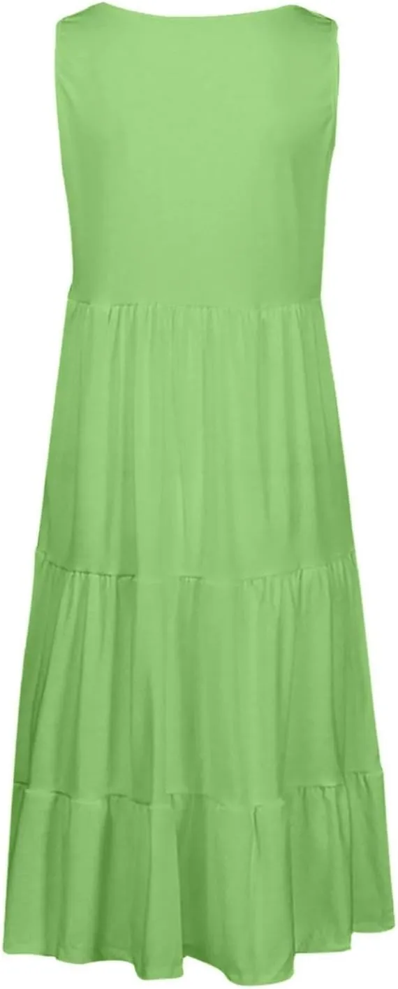 Summer Dresses for Women 2025 Trendy Plus Size Sleeveless Cute Sundresses Casual Loose Boho Beach Flowy Midi Dress