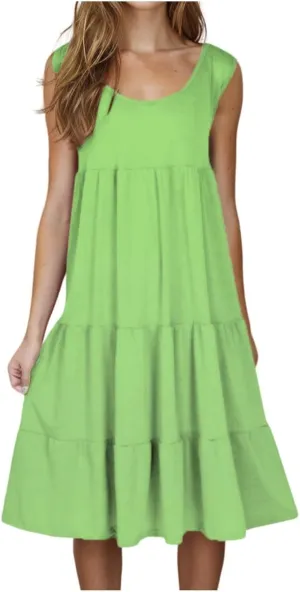 Summer Dresses for Women 2025 Trendy Plus Size Sleeveless Cute Sundresses Casual Loose Boho Beach Flowy Midi Dress
