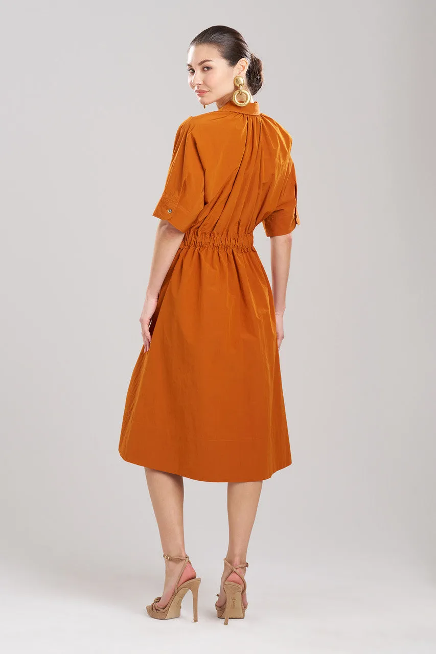 Taffeta Belted Shirt Dress