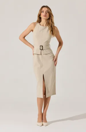 Tailored Belted Midi Dress