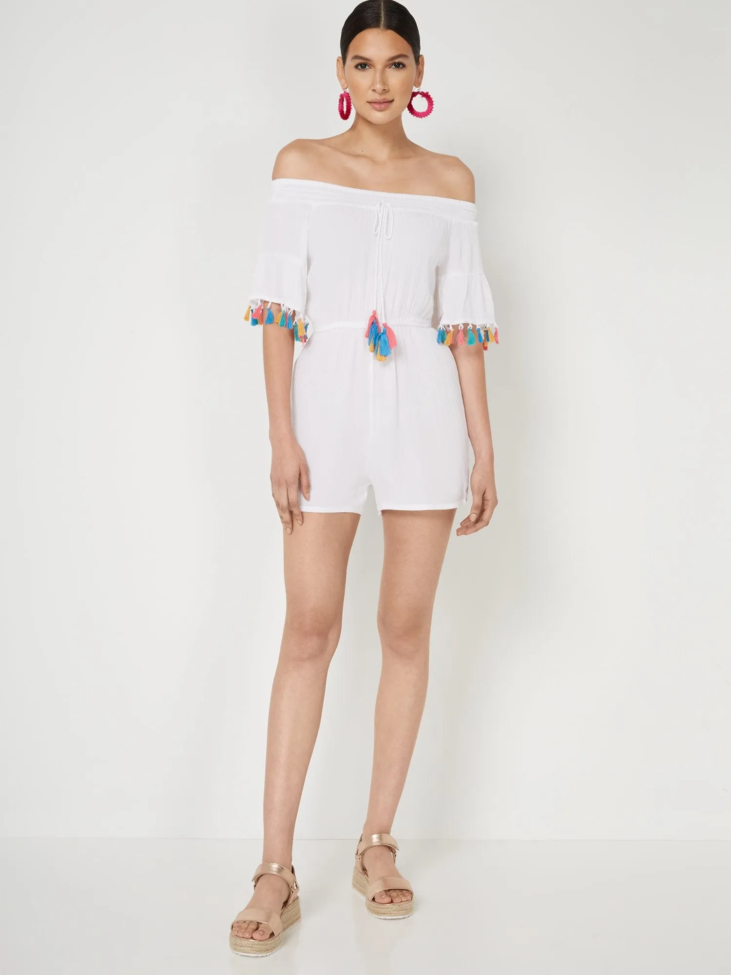Tassel Off-The-Shoulder Romper - NY&C Swimwear