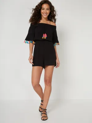 Tassel Off-The-Shoulder Romper - NY&C Swimwear