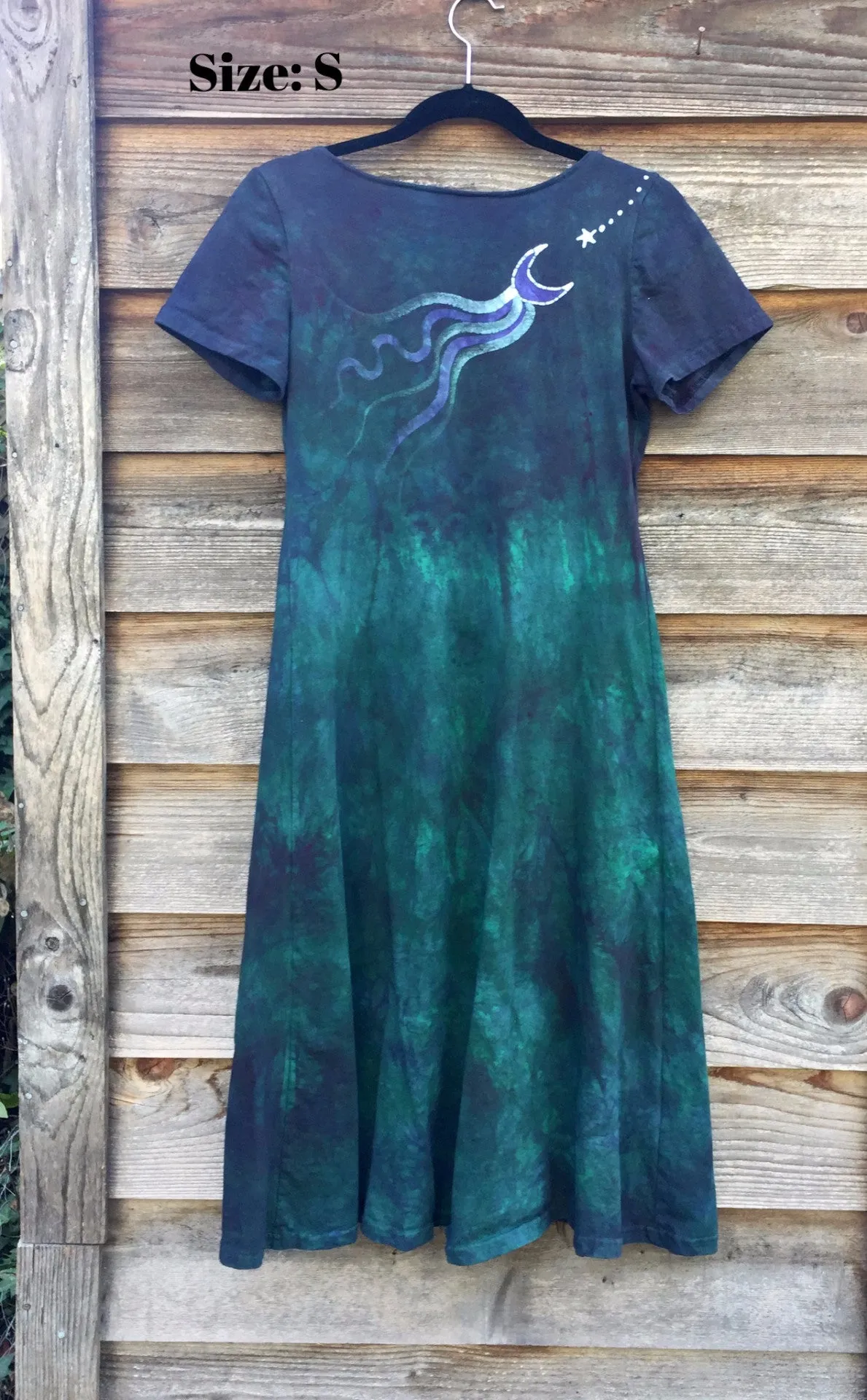 Teal and Purple Batik Om - Short Sleeve Dress