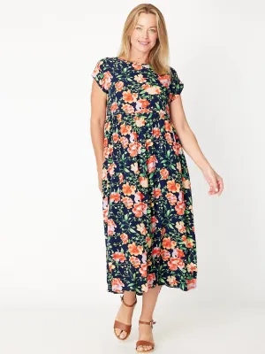 Teardrop Print Dress - Navy Floral 30469