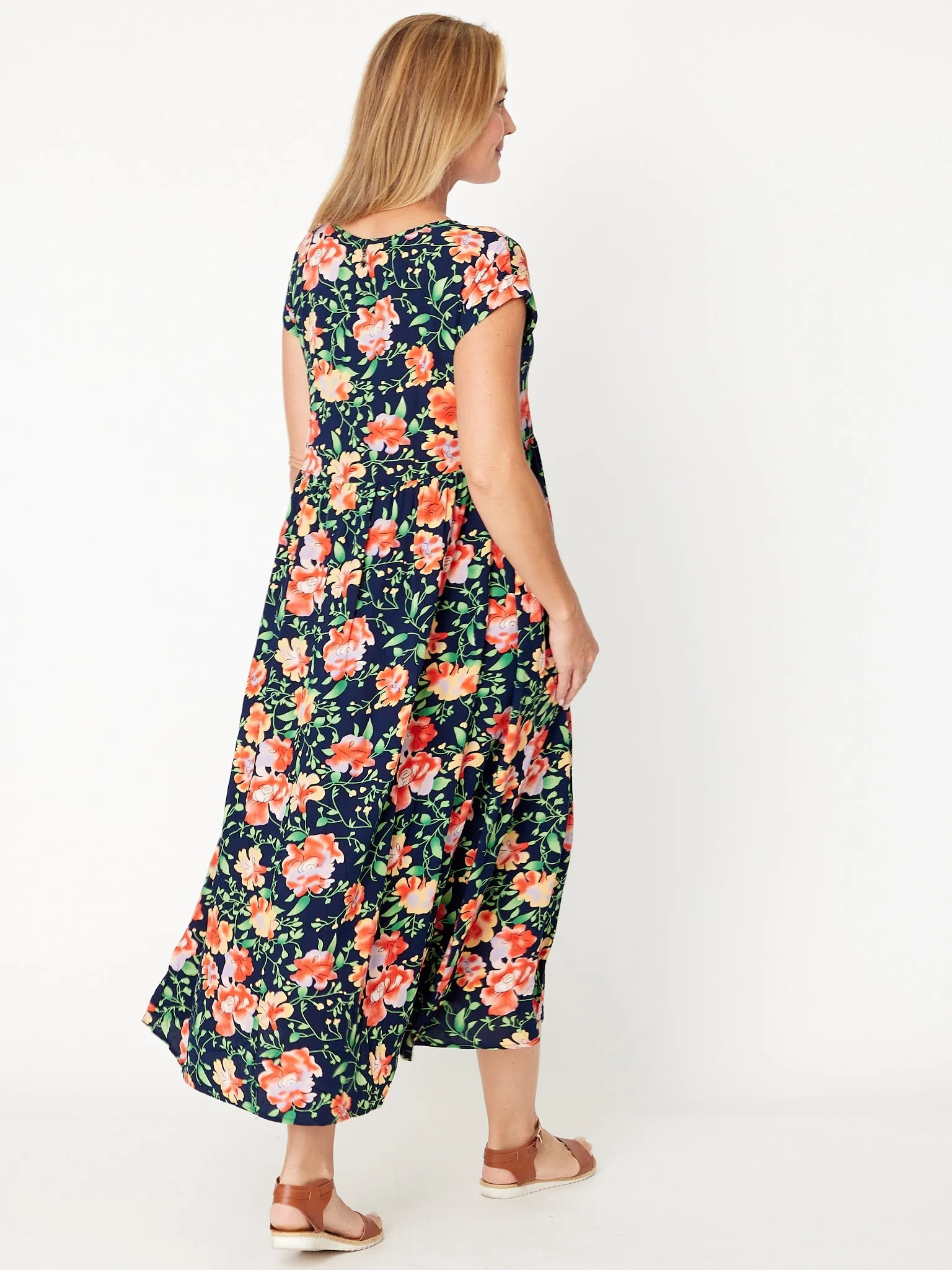 Teardrop Print Dress - Navy Floral 30469