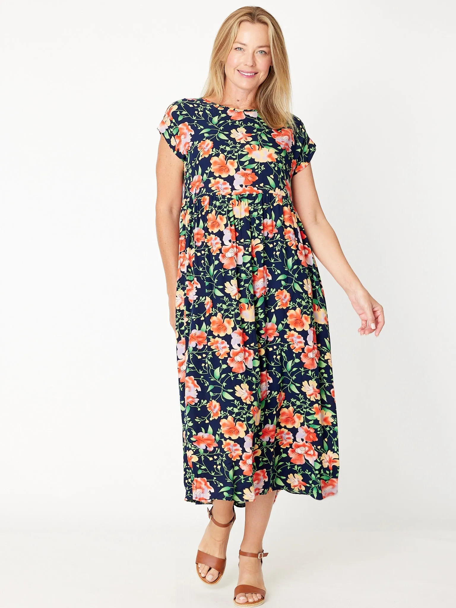 Teardrop Print Dress - Navy Floral 30469