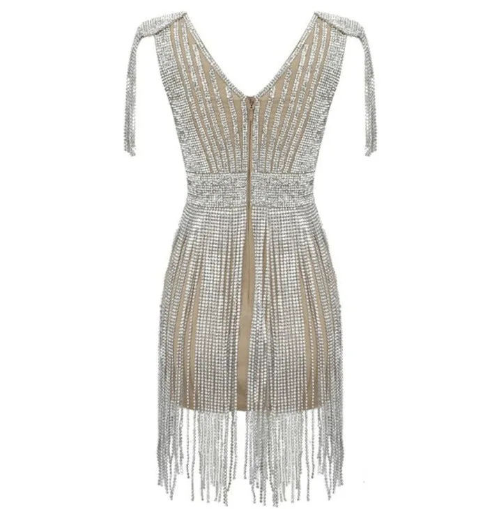 Thread Rhinestone Mini Dress