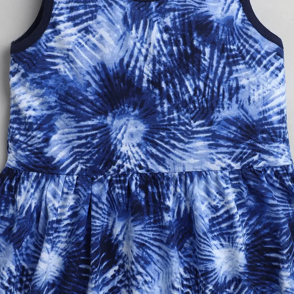 Tie and Dye Printed Dress - Blue