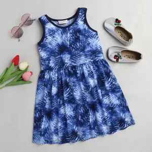 Tie and Dye Printed Dress - Blue
