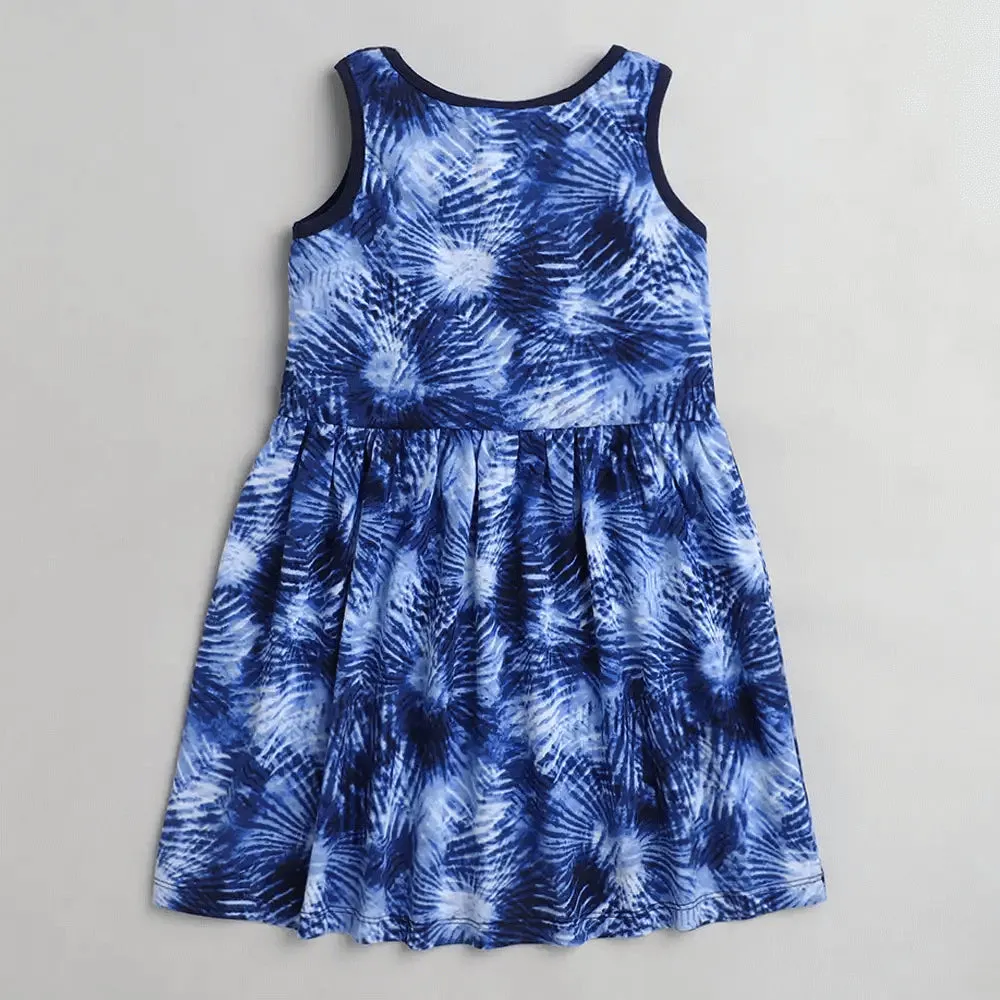 Tie and Dye Printed Dress - Blue