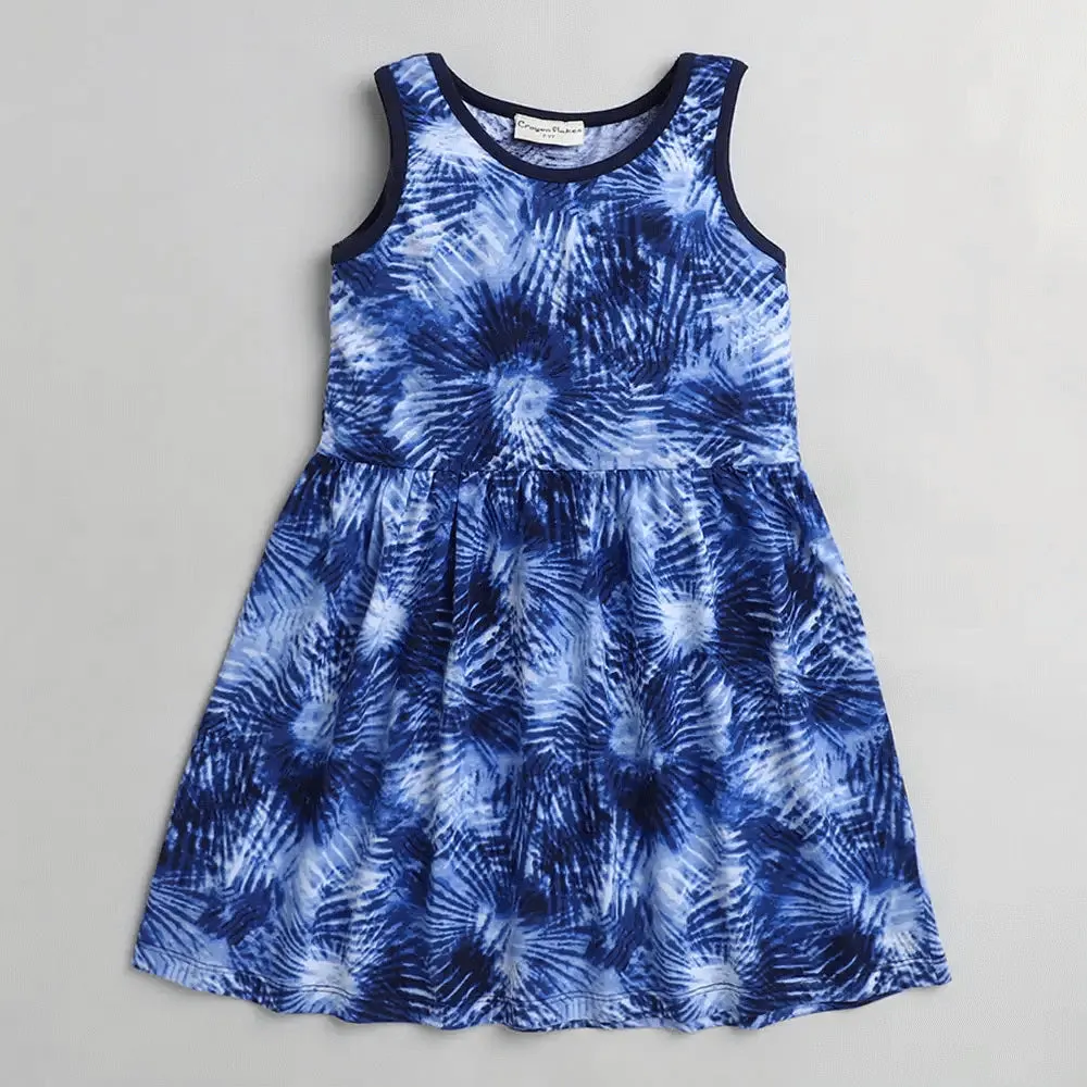 Tie and Dye Printed Dress - Blue