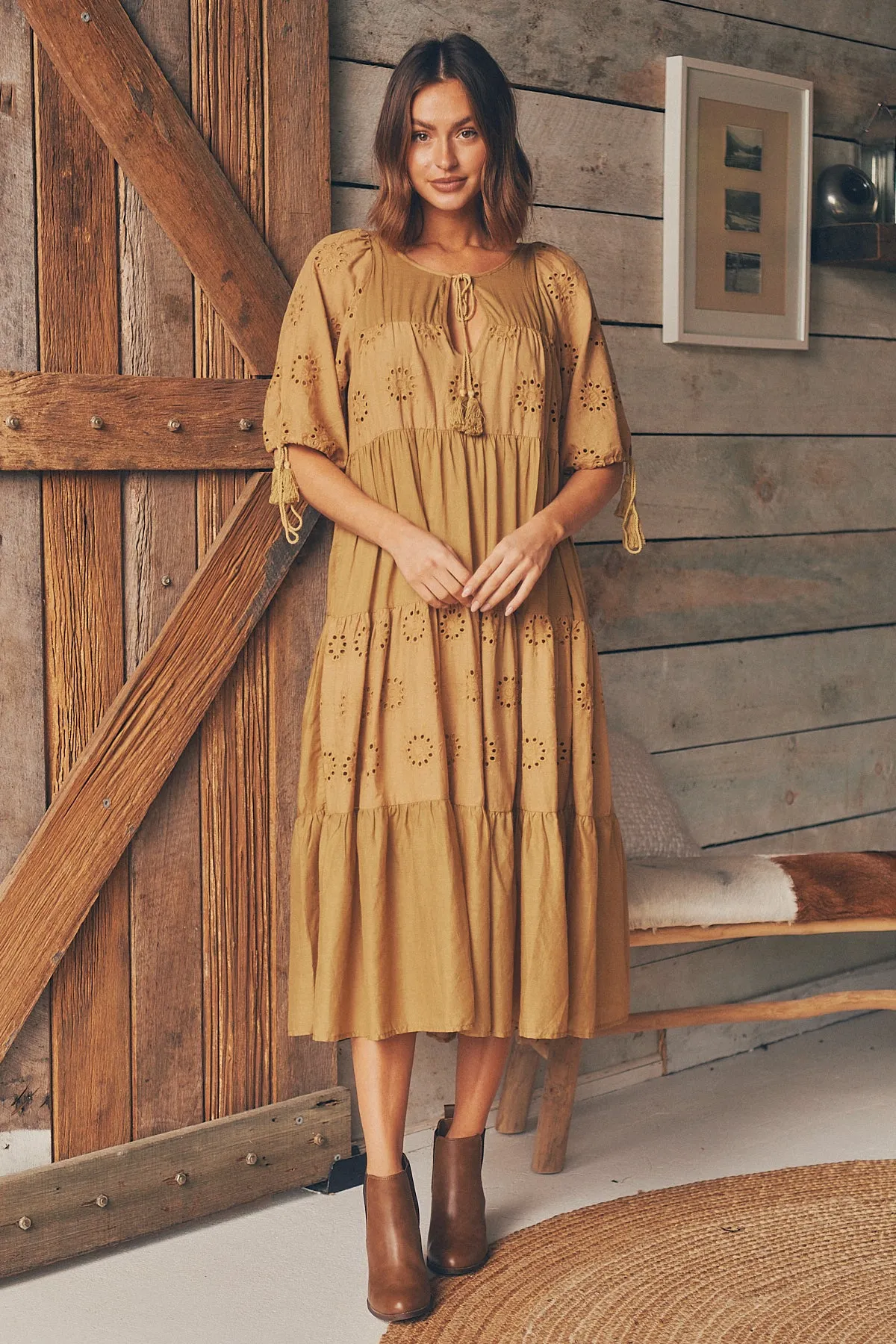 Vittoria Boho Mustard Dress