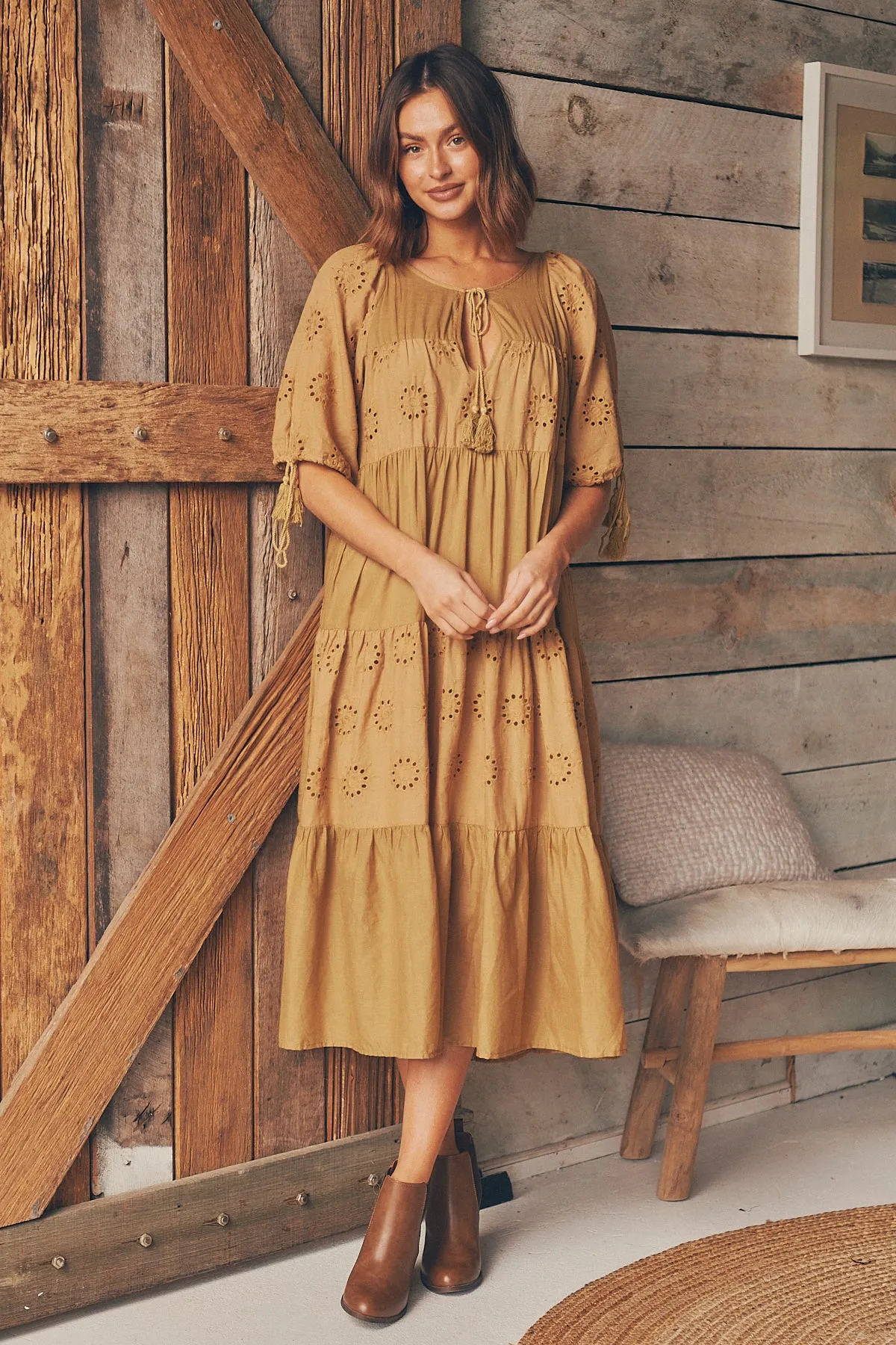 Vittoria Boho Mustard Dress