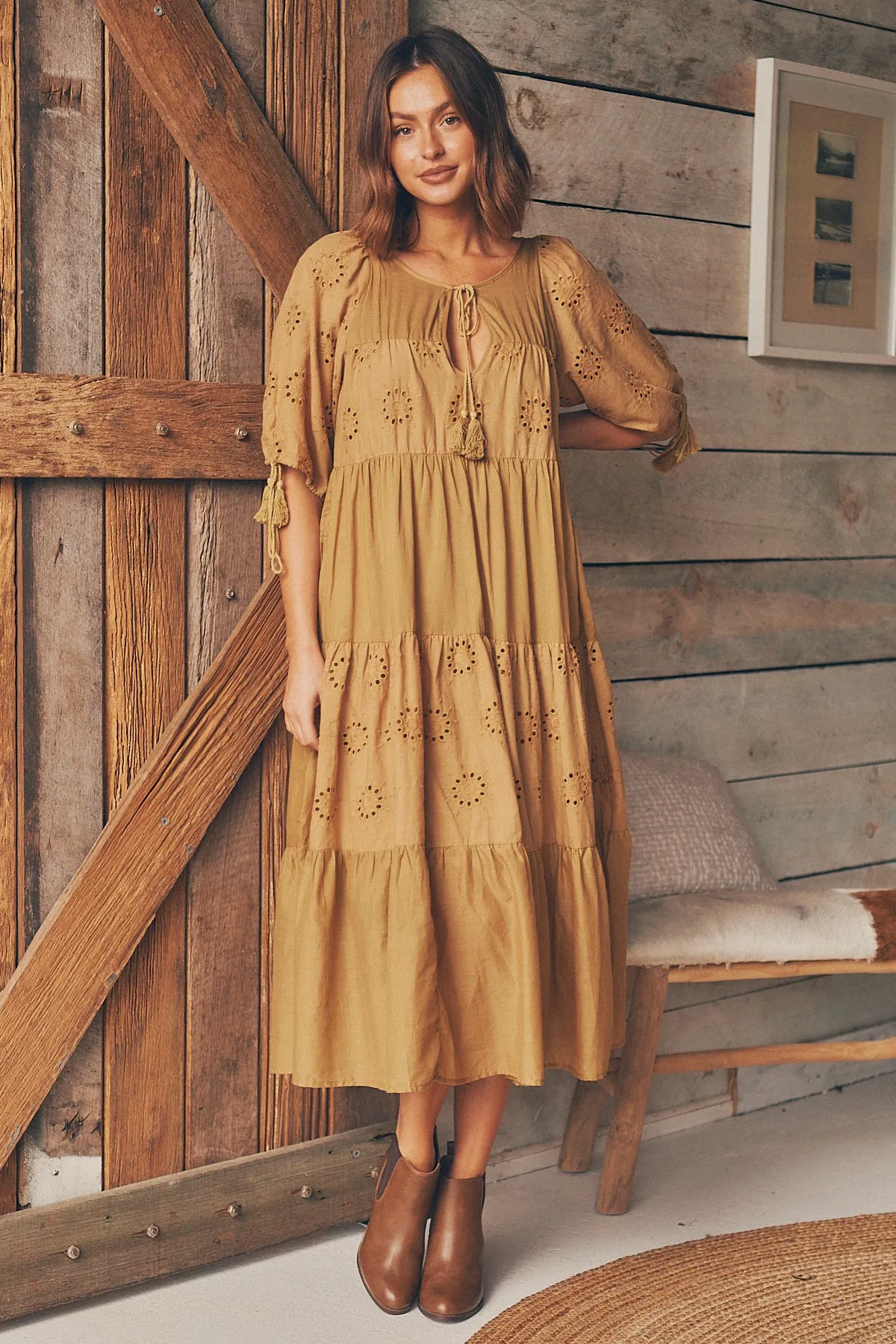 Vittoria Boho Mustard Dress