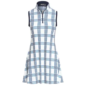 Womens Performance A-Line Jersey Dress Houndstooth Plaid/Refined Navy - SS24