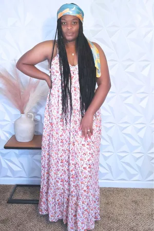 Women's Sleeveless V-Neck Floral Maxi Dress