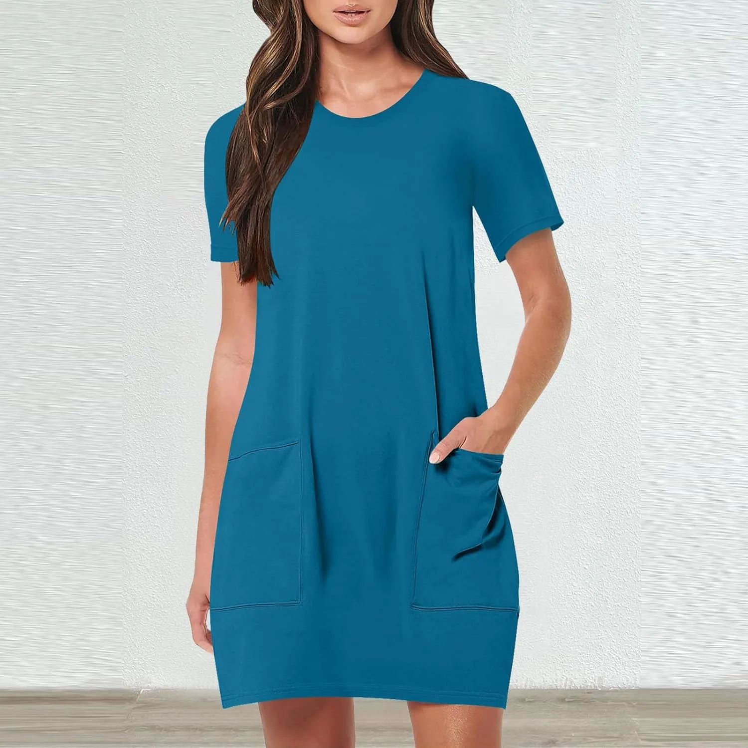 Womens Summer Beach Dresses 2025 Casual Sleeveless Vacation Sundresses Crew Neck Loose Mini Dress with Pockets